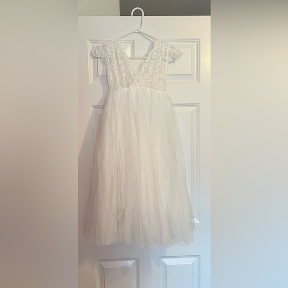 Flower Girl Dress Floor Length Lace First Holy Communion Dresses Prom Dress